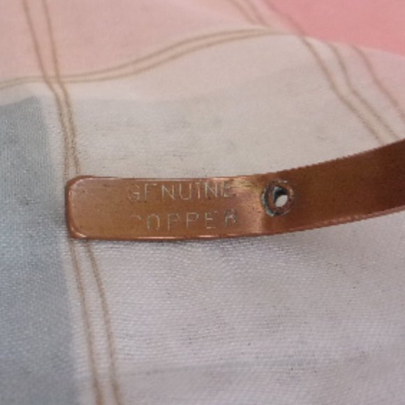 Copper Cuff Bracelet With Gold Tone Design - Picture 8 of 12
